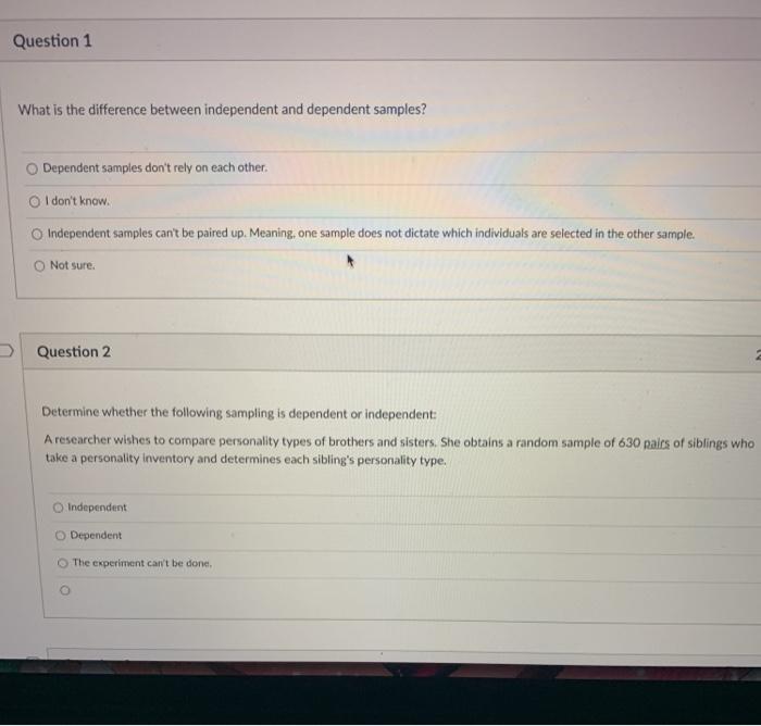 Solved Question 1 What is the difference between independent | Chegg.com