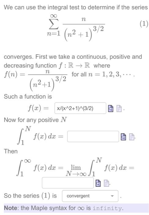 Solved We can use the integral test to determine if the | Chegg.com