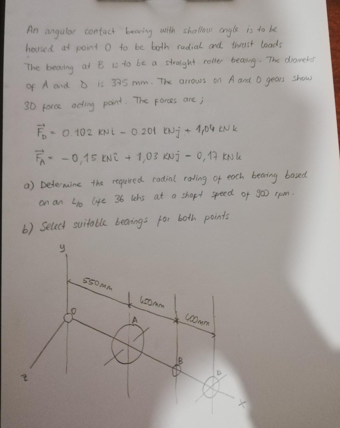 Solved An angular contact bearing with shallow angle is to