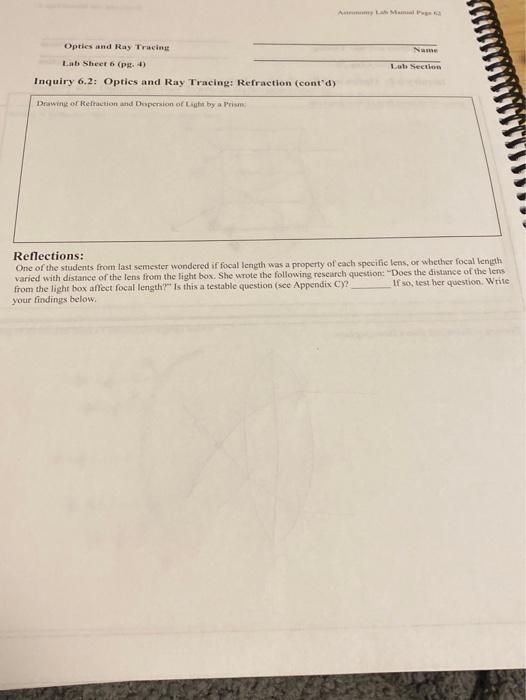 Solved Opties and Ray Tracing Lab Sheet 6 ( P4) Inquiry 6.2: | Chegg.com