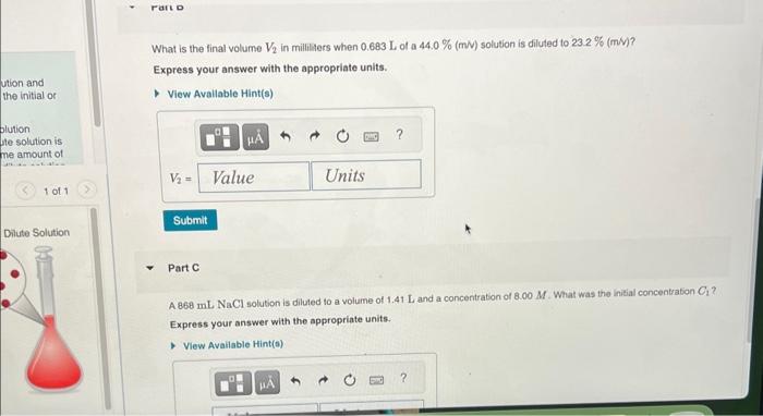 Solved What is the final volume V2 in milliliers when 0.683 | Chegg.com
