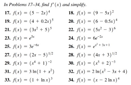 Solved In Problems 17-34, find f'(x) and | Chegg.com