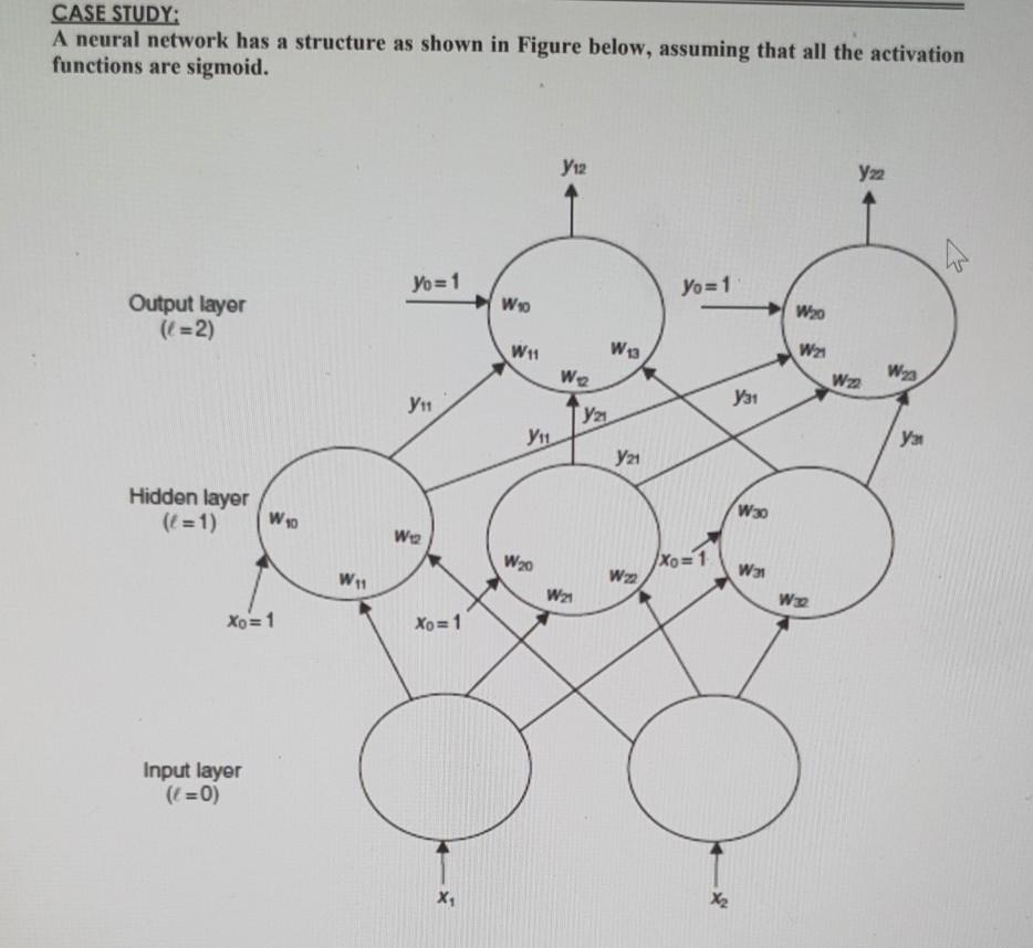 Solved CASE STUDY: A neural network has a structure as shown | Chegg.com