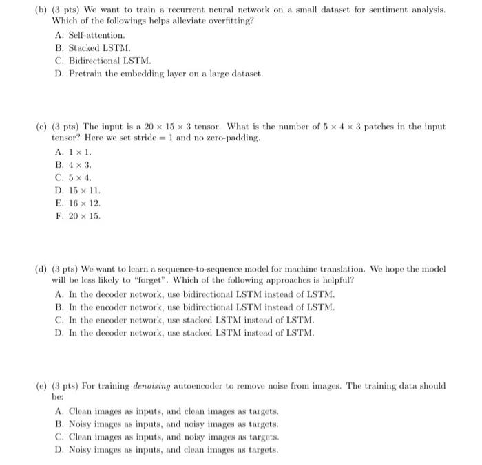 Solved (b) (3 Pts) We Want To Train A Recurrent Neural 