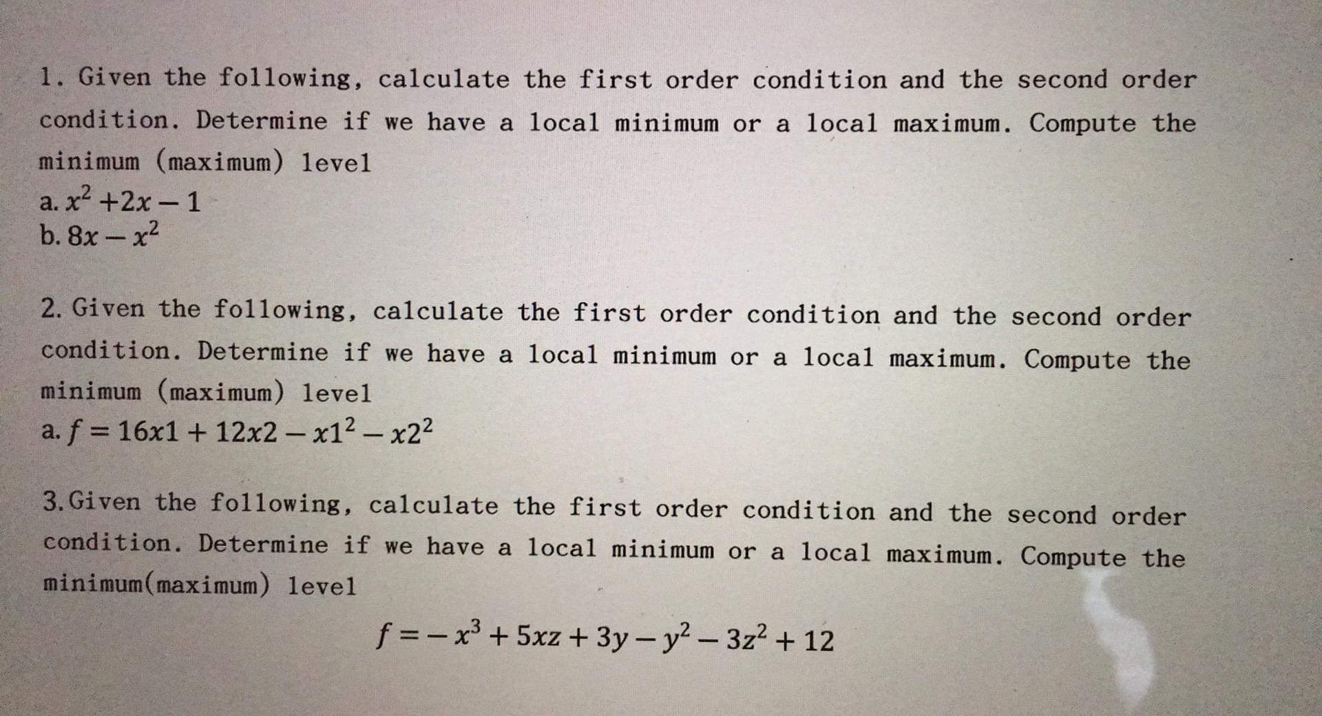 Solved 1. Given the following, calculate the first order | Chegg.com