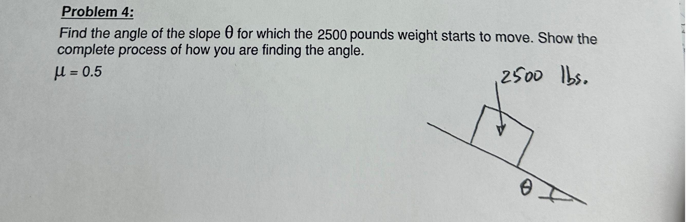 Solved Problem 4:Find the angle of the slope θ ﻿for which | Chegg.com