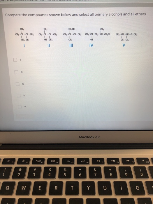 Solved Compare the compounds shown below and select all | Chegg.com