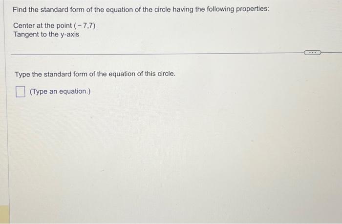 Solved Find the standard form of the equation of the circle | Chegg.com