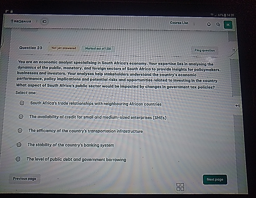 Solved 旬GREGENIUCoursetistQuestion 23Not yet answeredMarked | Chegg.com