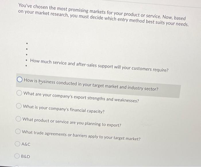 Solved You've chosen the most promising markets for your | Chegg.com