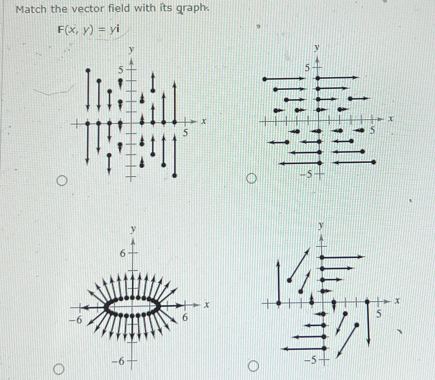 Solved Match the vector field with its graph:F(x,y)=yi | Chegg.com