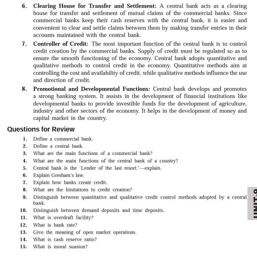 Solved 6. Clearing House for Transfer and Settlement: A | Chegg.com