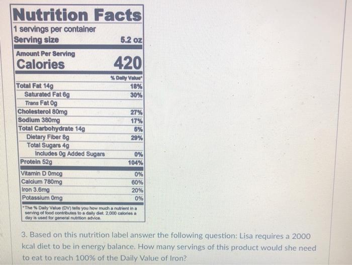 Solved Nutrition Facts 1 servings per container Serving size | Chegg.com