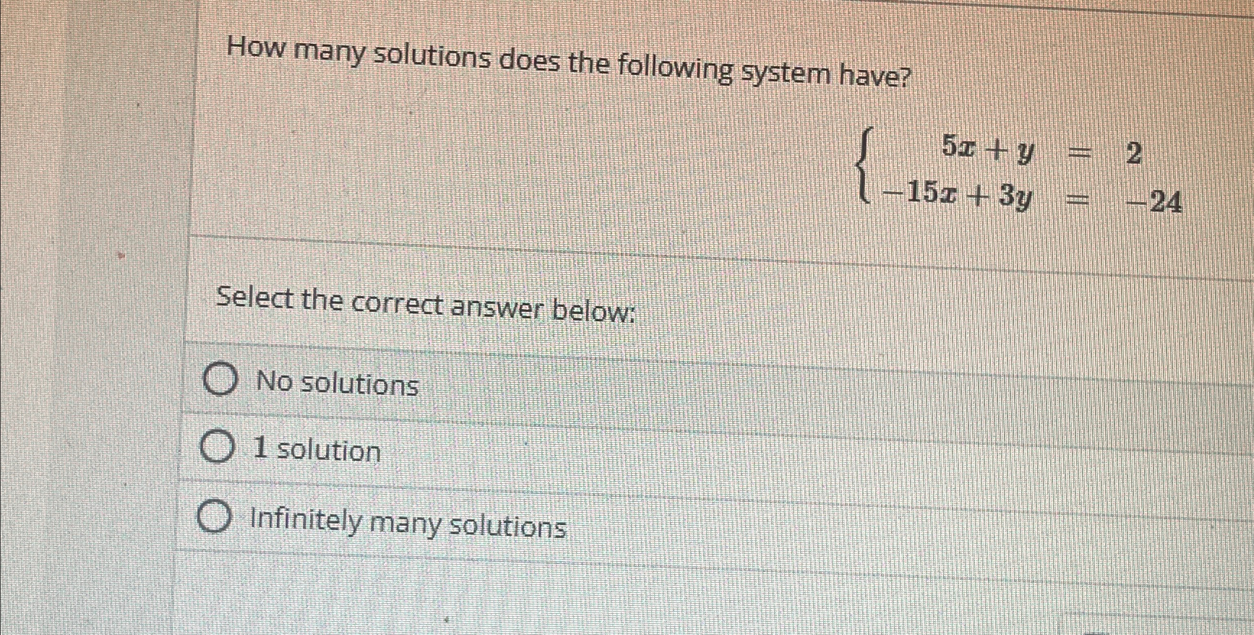 Solved How many solutions does the following system | Chegg.com