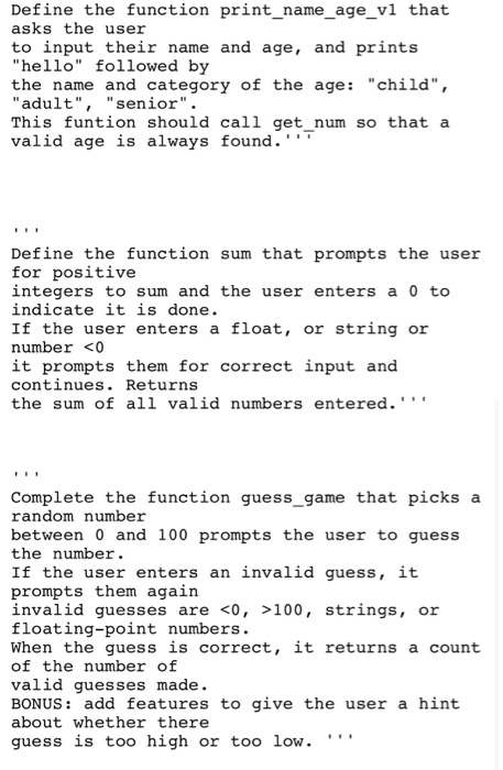 Solved Define the function print_name_age_vl that asks the | Chegg.com