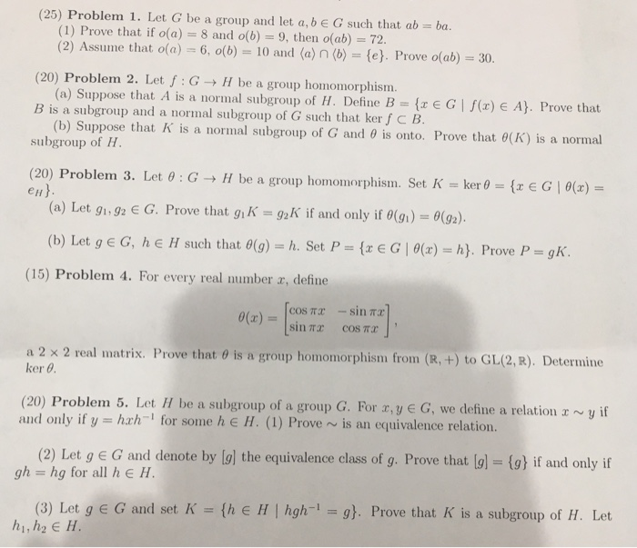Solved 25 Problem 1 Let G Be A Group And Let A B E G Chegg Com