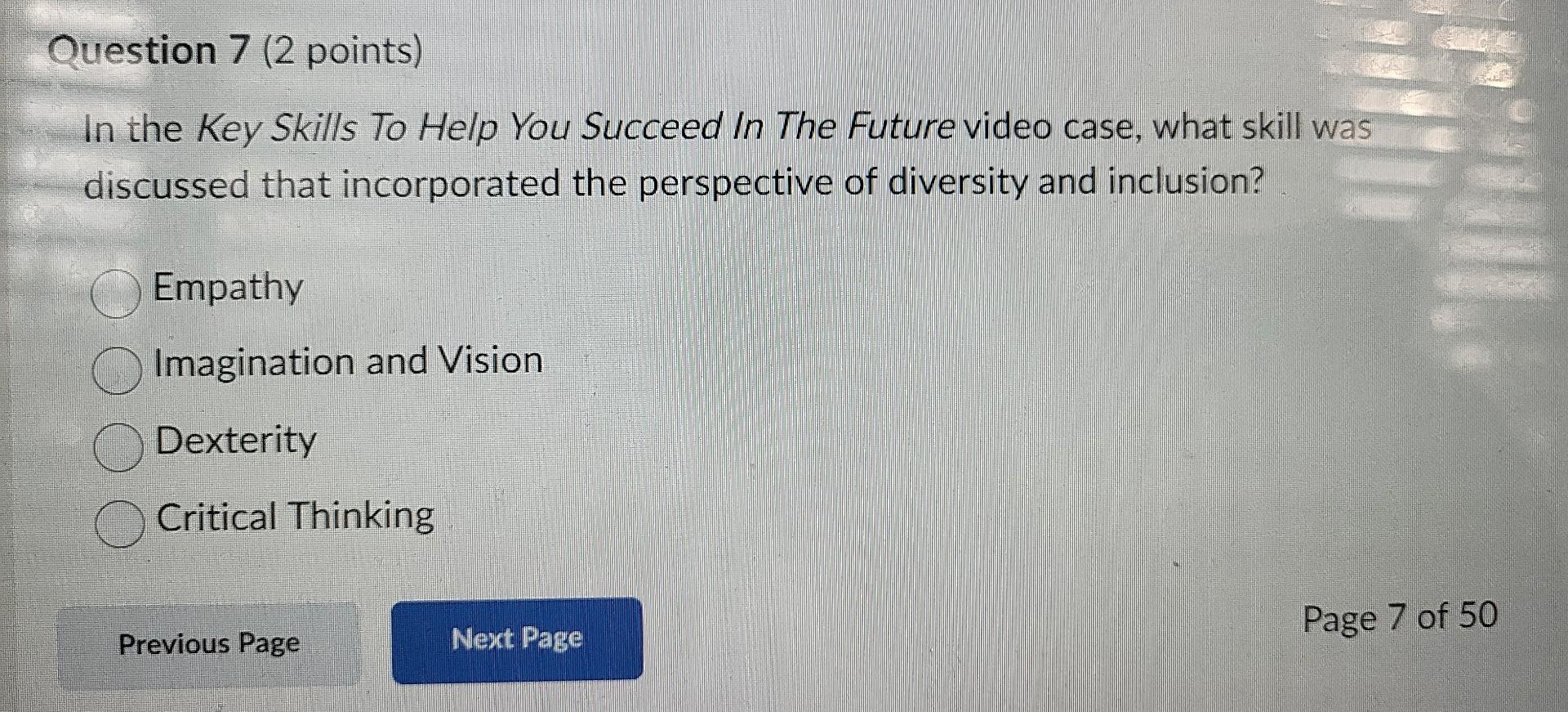 Solved Question 7 ( 2 points) In the Key Skills To Help You | Chegg.com
