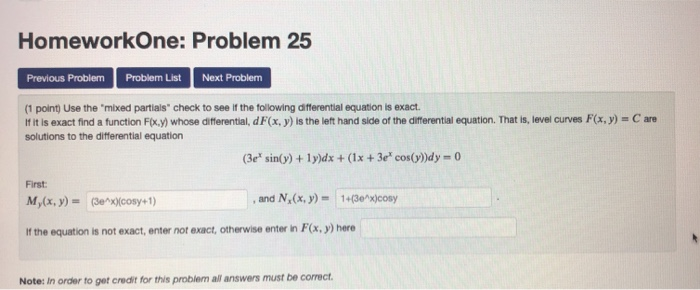 Solved HomeworkOne: Problem 25 Previous Problem Problem List | Chegg.com