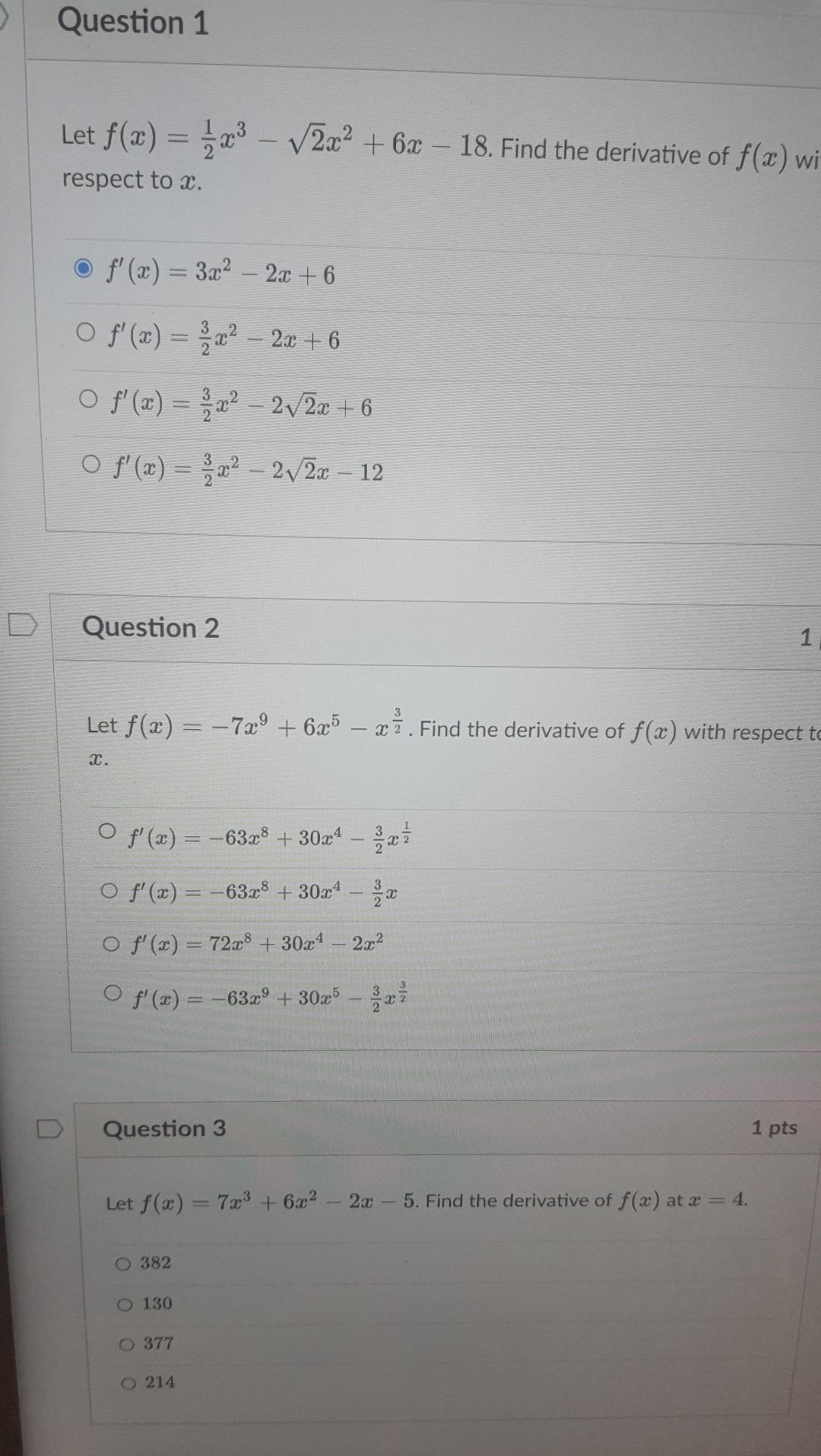 Solved Let F X 21x3−2x2 6x−18 Find The Derivative Of F X