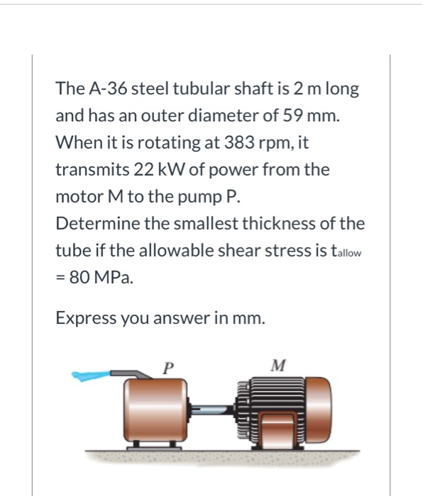 Solved The A Steel Tubular Shaft Is M Long And Has An Chegg Com