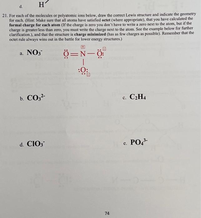 Solved 1. For each of the molecules or polyatomic ions | Chegg.com