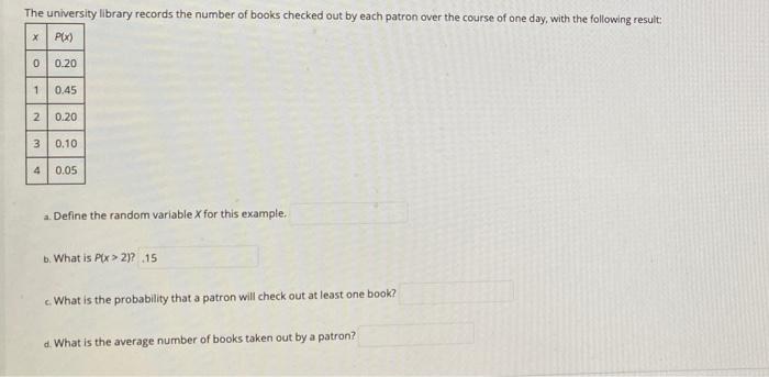 Solved The university library records the number of books | Chegg.com