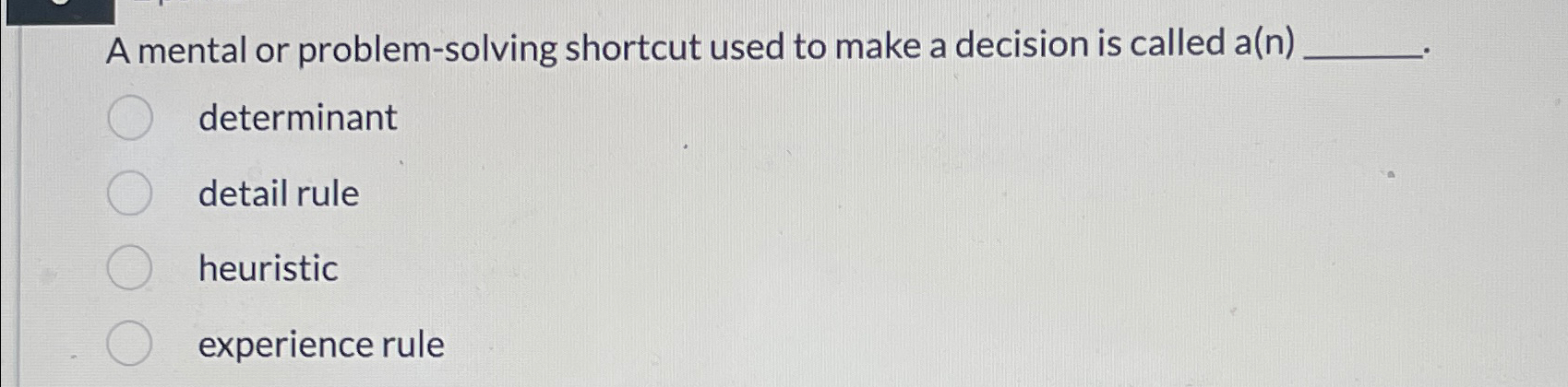 a mental or problem solving shortcut to make a purchase decision