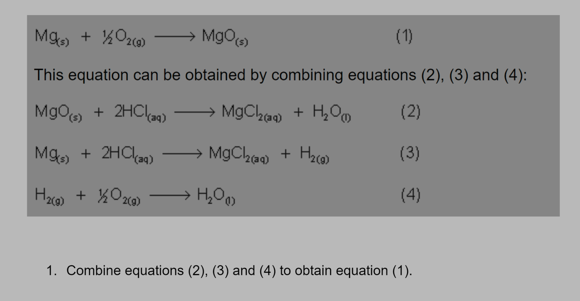 Solved Mg(s)+12O2(g)longrightarrowMgO(s)This equation can be | Chegg.com