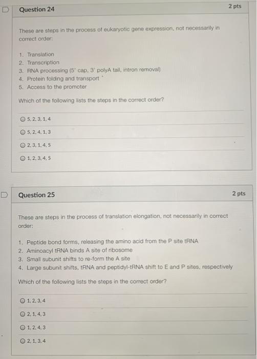 Solved 2 pts Question 24 These are steps in the process of | Chegg.com