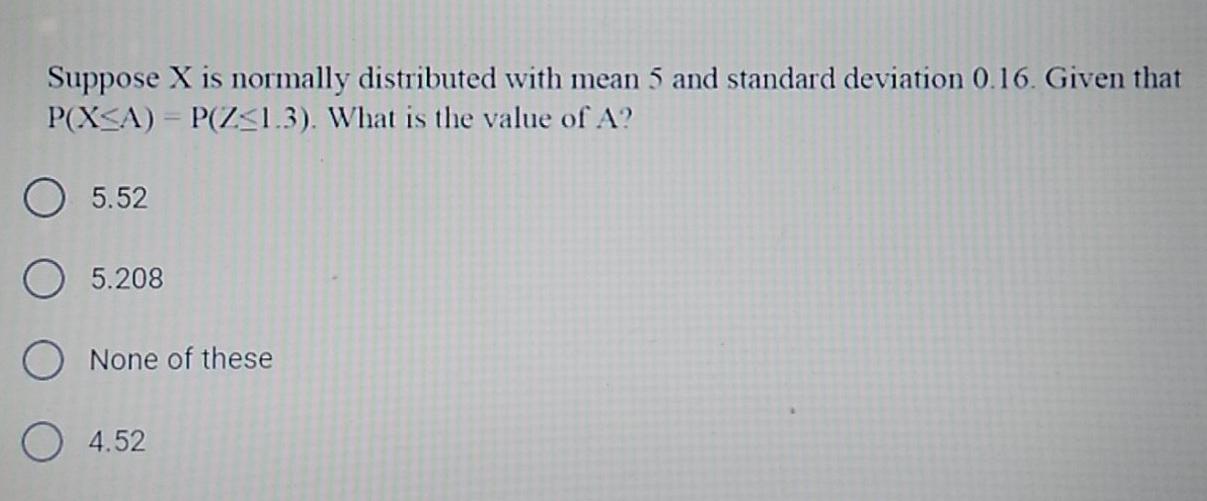 Solved Suppose X is normally distributed with mean 5 and | Chegg.com