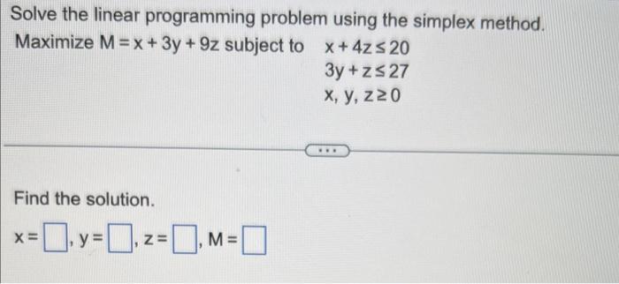 Solved Solve the linear programming problem using the | Chegg.com