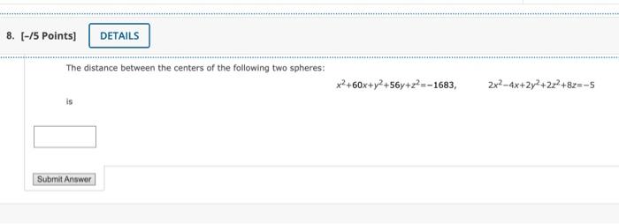 Solved The distance between the centers of the following two | Chegg.com