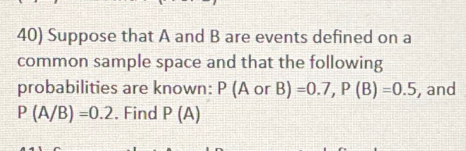 Solved Suppose that A and B are events defined on a common | Chegg.com