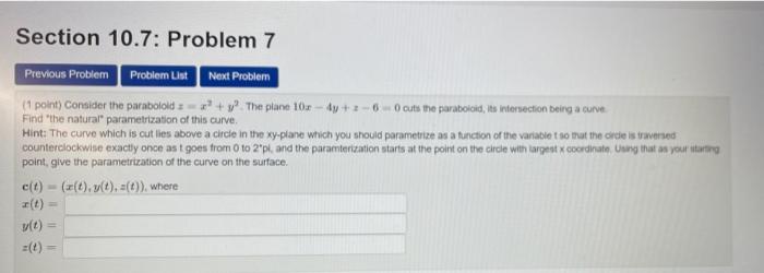 Solved Section 10.7: Problem 7 Previous Problem Problem List | Chegg.com