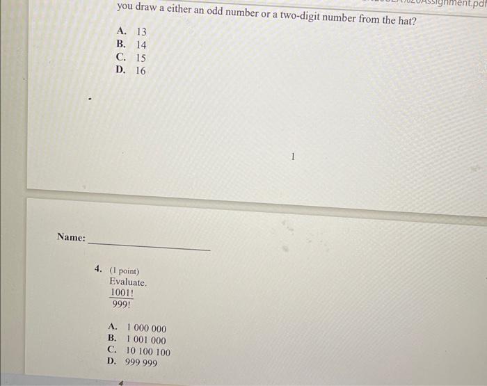 Solved 1. (1 point) Eve can choose from the following