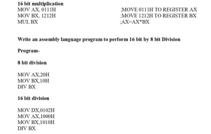 Solved Write an assembly language program to perform | Chegg.com