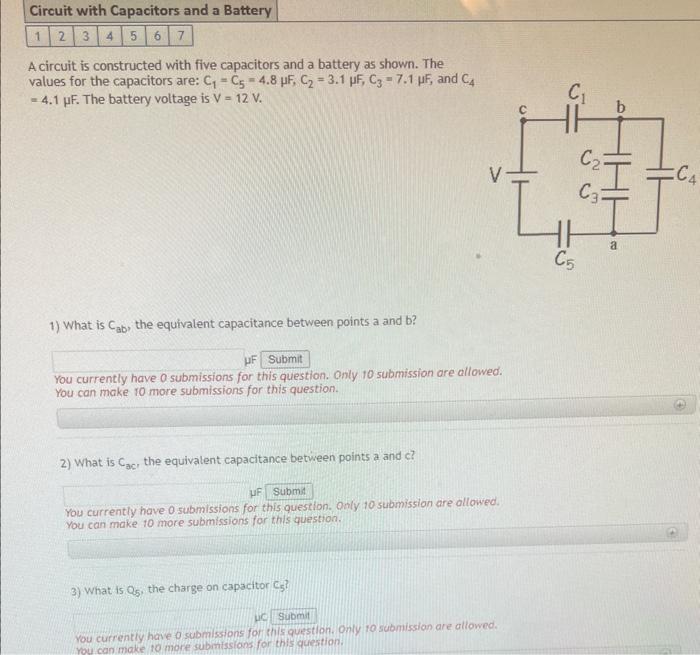 Solved A circuit is constructed with five capacitors and a