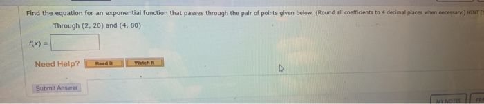 Solved Find the equation for an exponential function that | Chegg.com