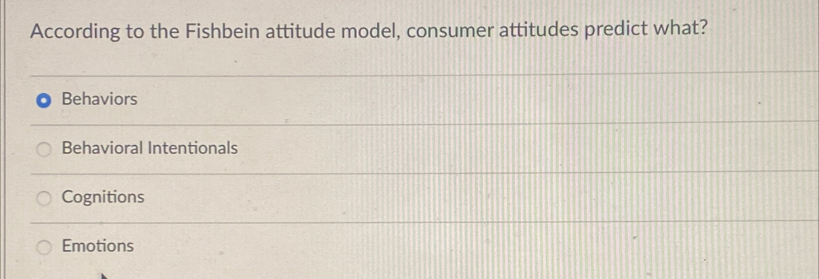 Solved According to the Fishbein attitude model, consumer | Chegg.com