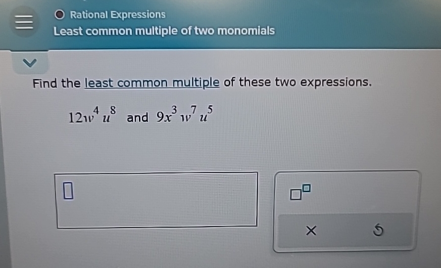 Solved Rational ExpressionsLeast common multiple of two | Chegg.com