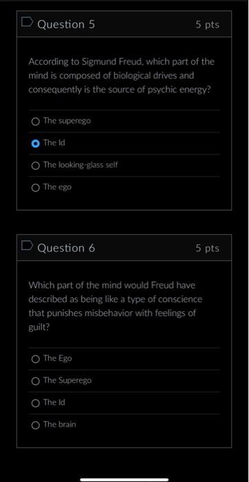 Question 5 5 pts According to Sigmund Freud, which | Chegg.com