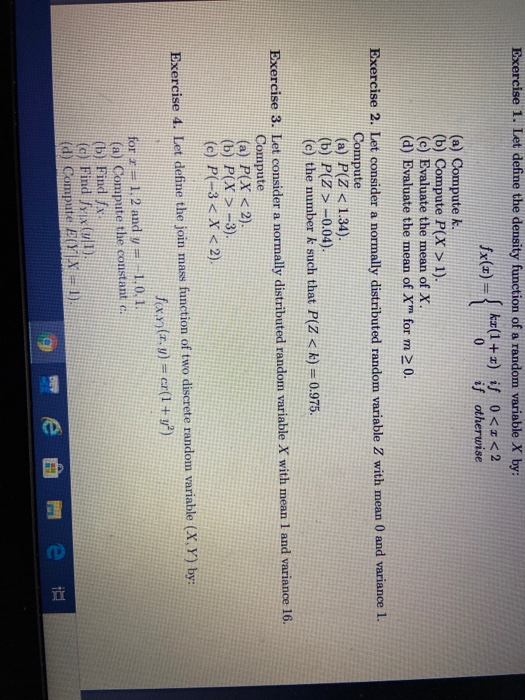Solved Exercise 1. Let define the density function of a | Chegg.com