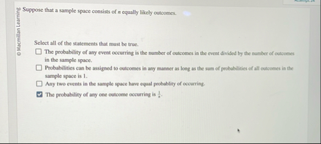 Solved Suppose that a sample space consists of n ﻿equally | Chegg.com