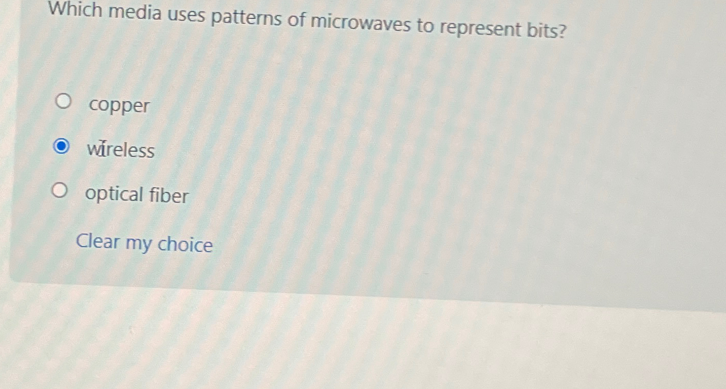 Solved Which media uses patterns of microwaves to represent