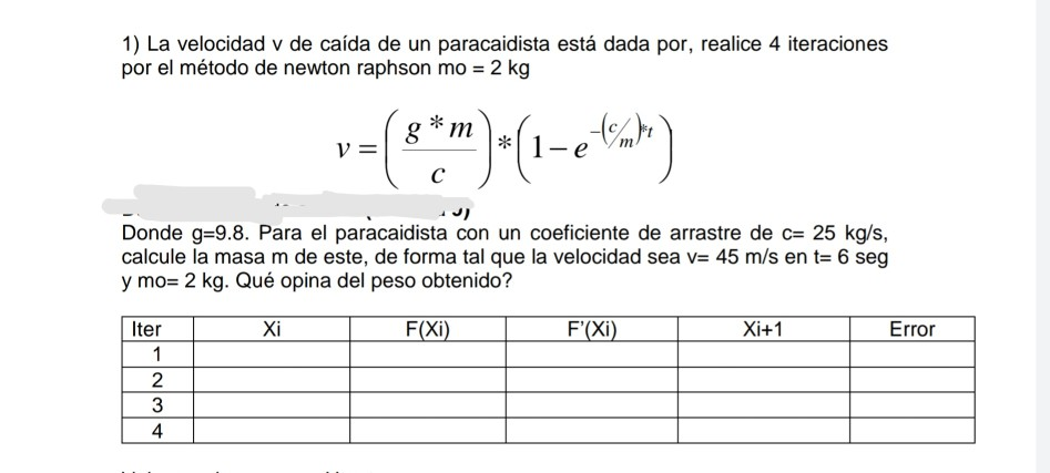 1 La Velocidad V De Ca da De Un Paracaidista Est Chegg
