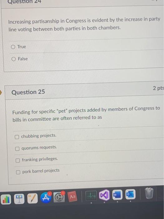 Solved Question 2 Increasing partisanship in Congress is | Chegg.com