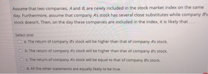 Solved Assume That Two Companies A And B Are Newly 0706