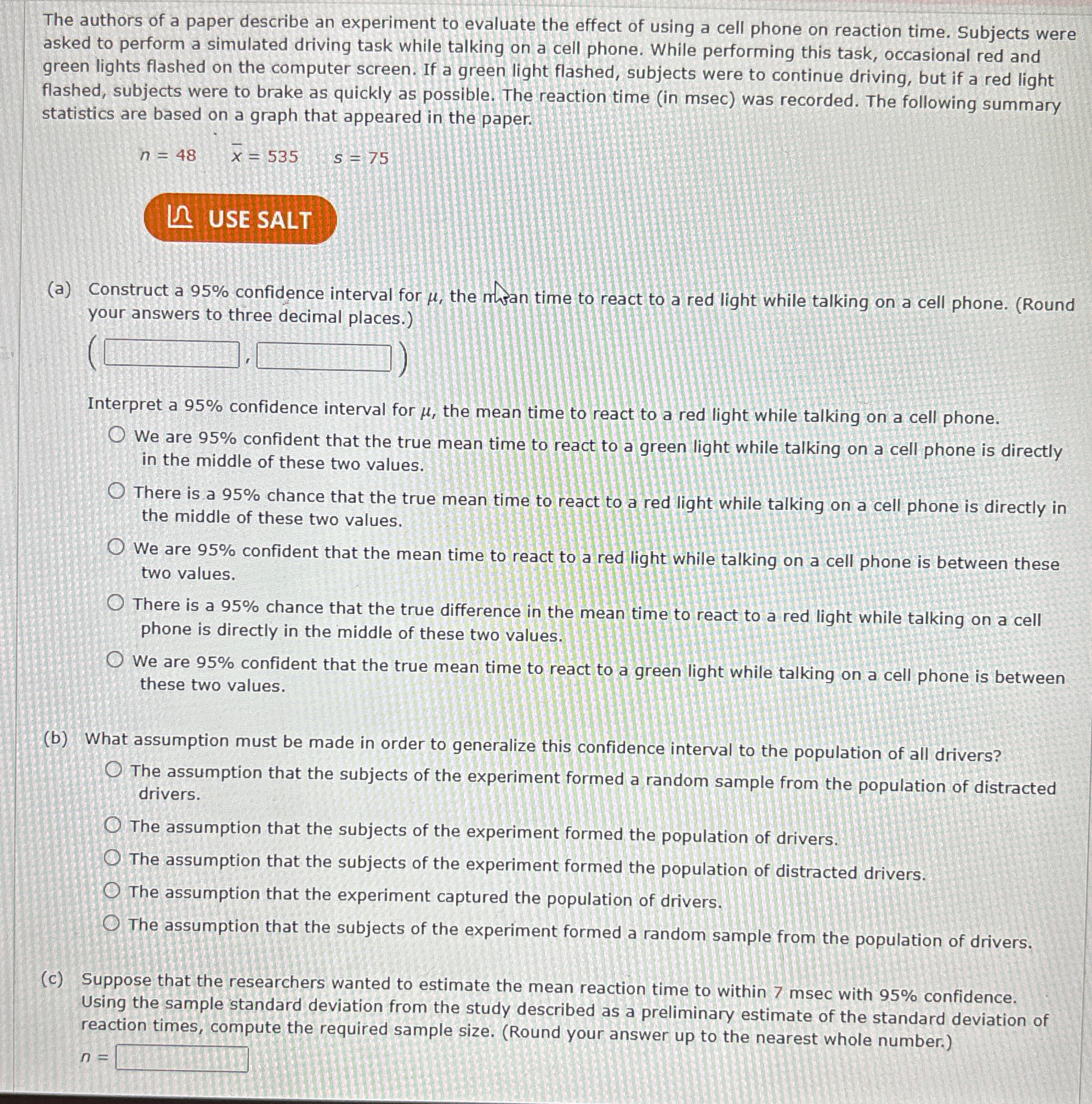 Solved The authors of a paper describe an experiment to | Chegg.com