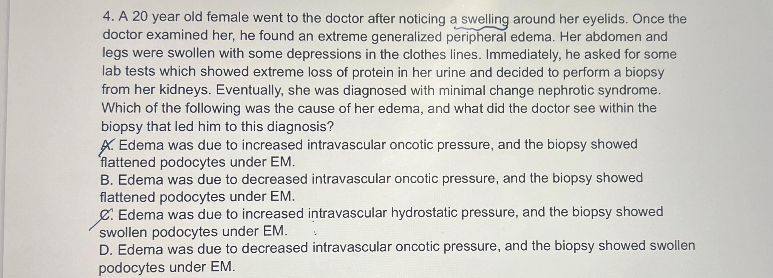 A 20 ﻿year old female went to the doctor after | Chegg.com