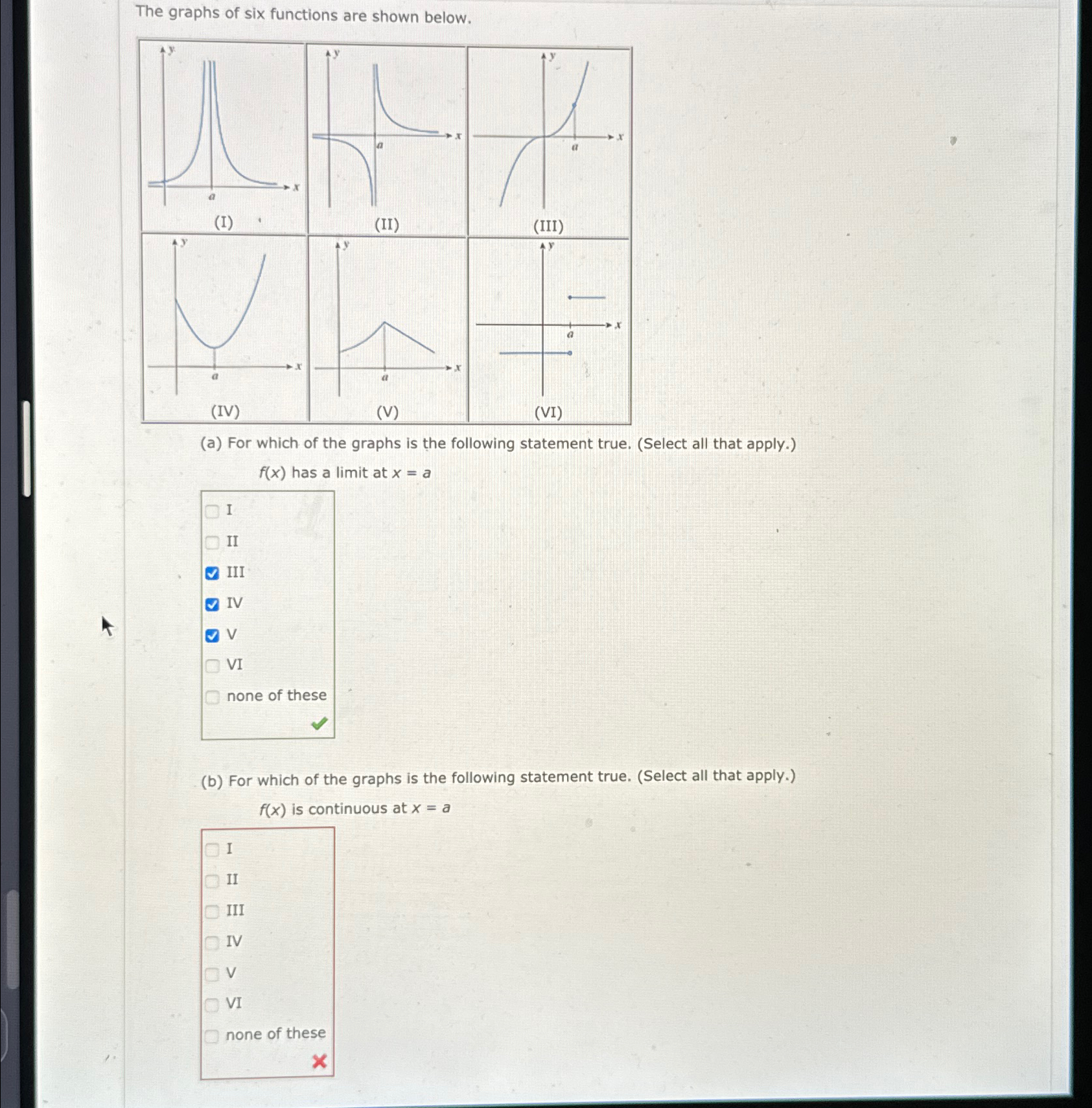 Solved The graphs of six functions are shown below.(b) ﻿For | Chegg.com